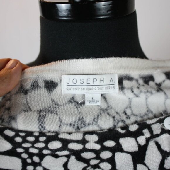 Joseph A Cardigan Sweater Black White Size… - Picture 4 of 4